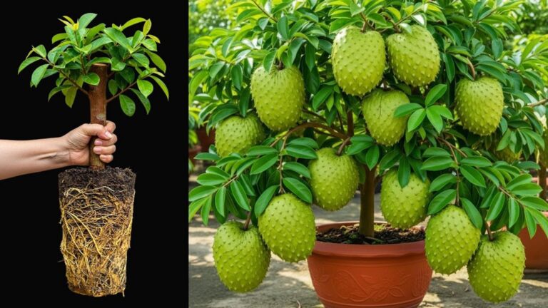 Alcuni giardinieri usano un trucco sorprendente per far fruttare rapidamente il soursop…